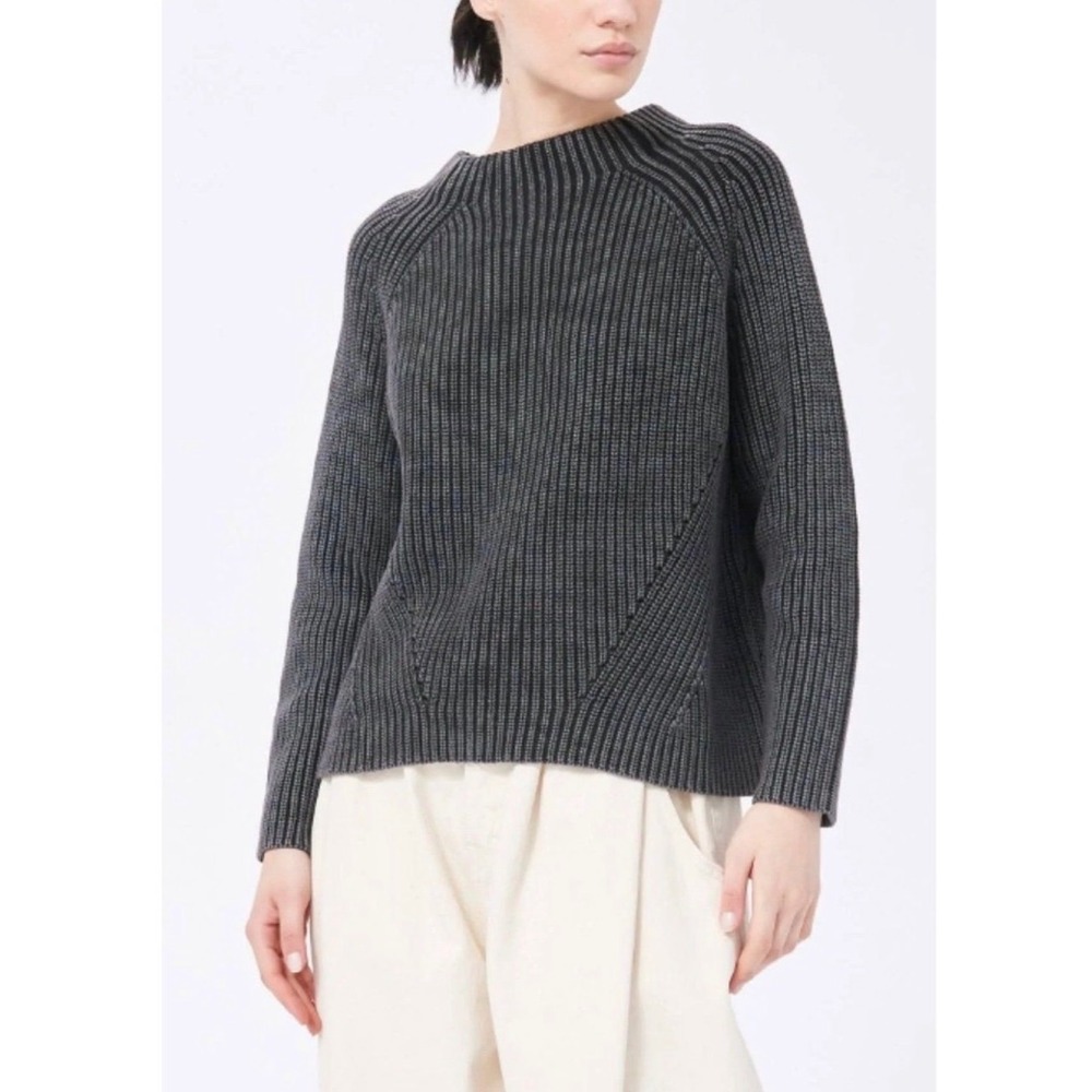 Demylee Daphne Ribbed Cotton Sweater Acid Black Charcoal Wash Size M